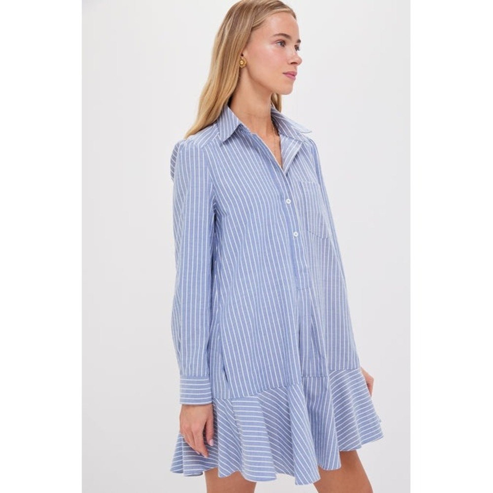 NWT TUCKERNUCK Blue Stripe Callahan Shirt Dress Size Medium Cotton Blend - Picture 2 of 14